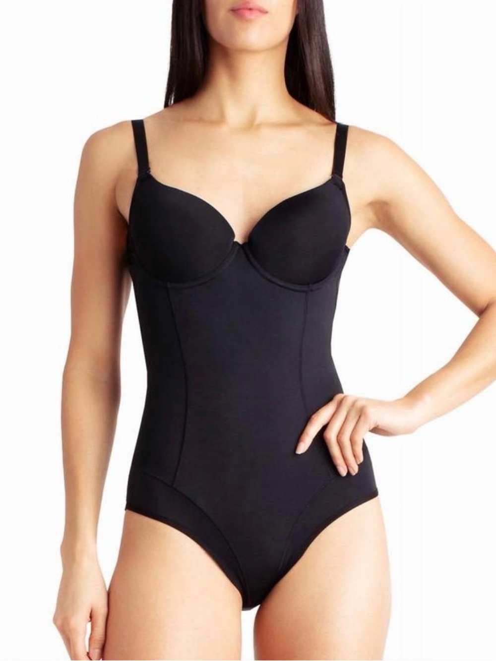 Nicole Miller Scuba Shaping Molded Cup Bodysuit In Black | Size L